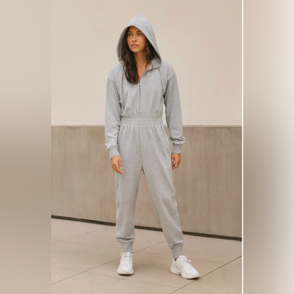 Free People Movement Women’s Grey Hooded Jumpsuit Size L